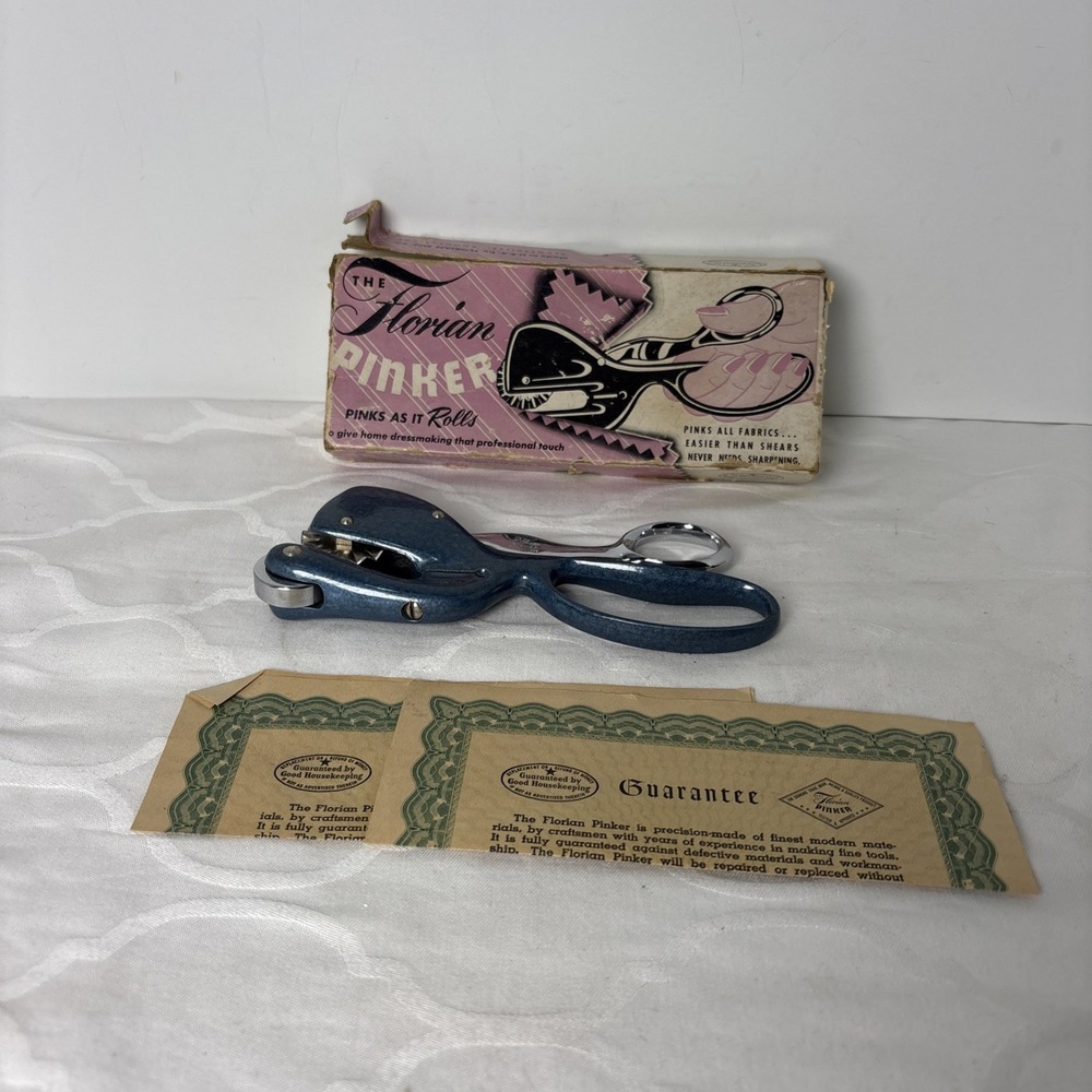 The Florian Pinker Rotary Pinking Shears Vtg Boker USA Pinks As It Rolls 3"x7"
